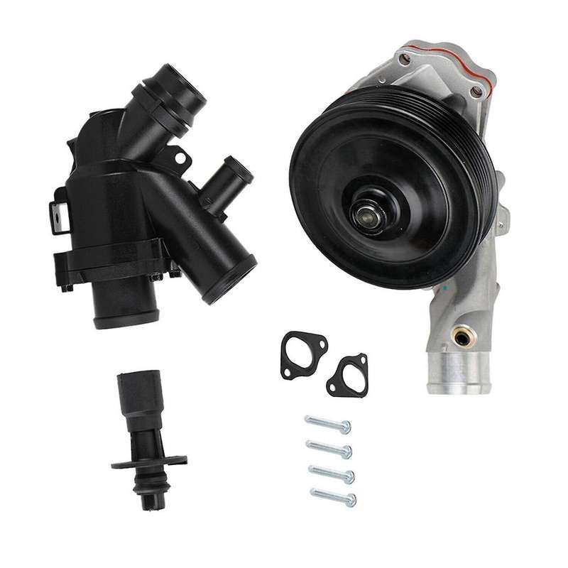 Car Water Pump W/ Bolts Gaskets Connector + Thermostat for 5.0l Lr010801 Lr035124 Lr028136