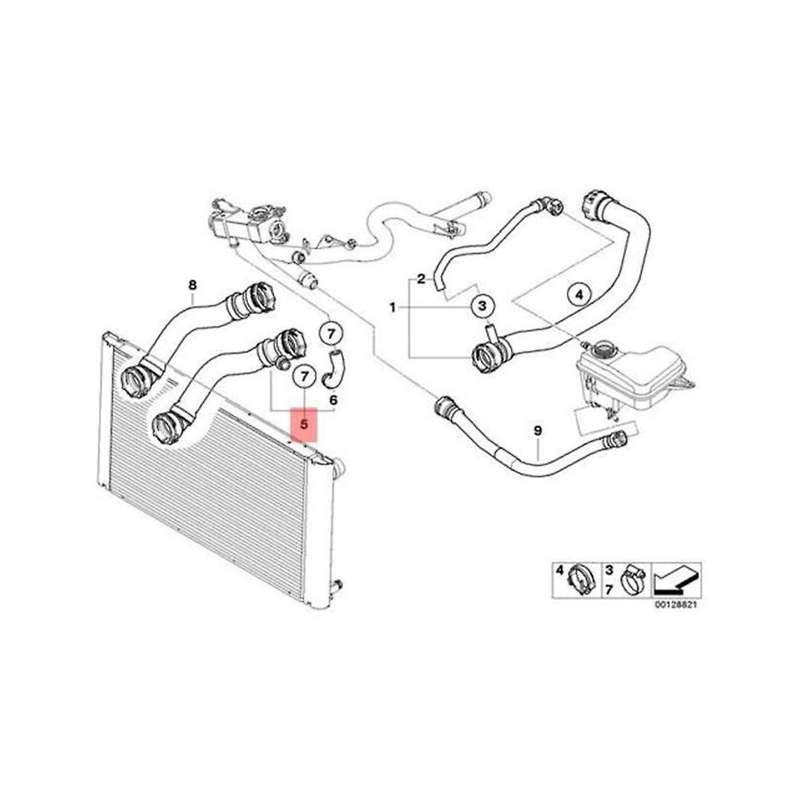 Car Water Tank Radiator Hose (bottom) for 5 Series E60 2001-2010 Radiator Hose 17127787449