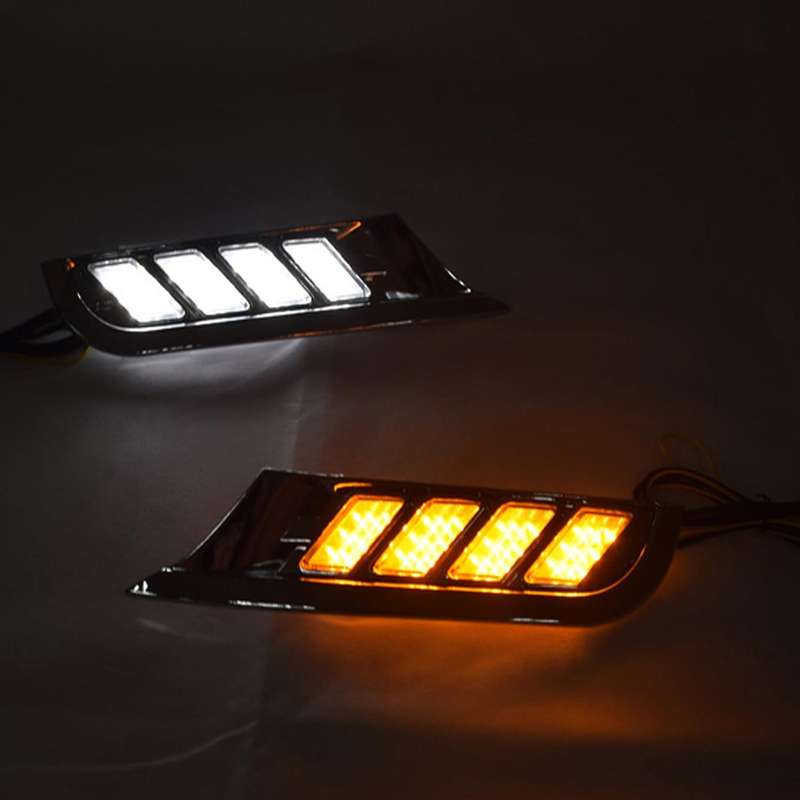 Car Waterproof Yellow Turn Signal Relay 12V LED DRL Daytime Running Lights Daylight Fog Lamp for Kic
