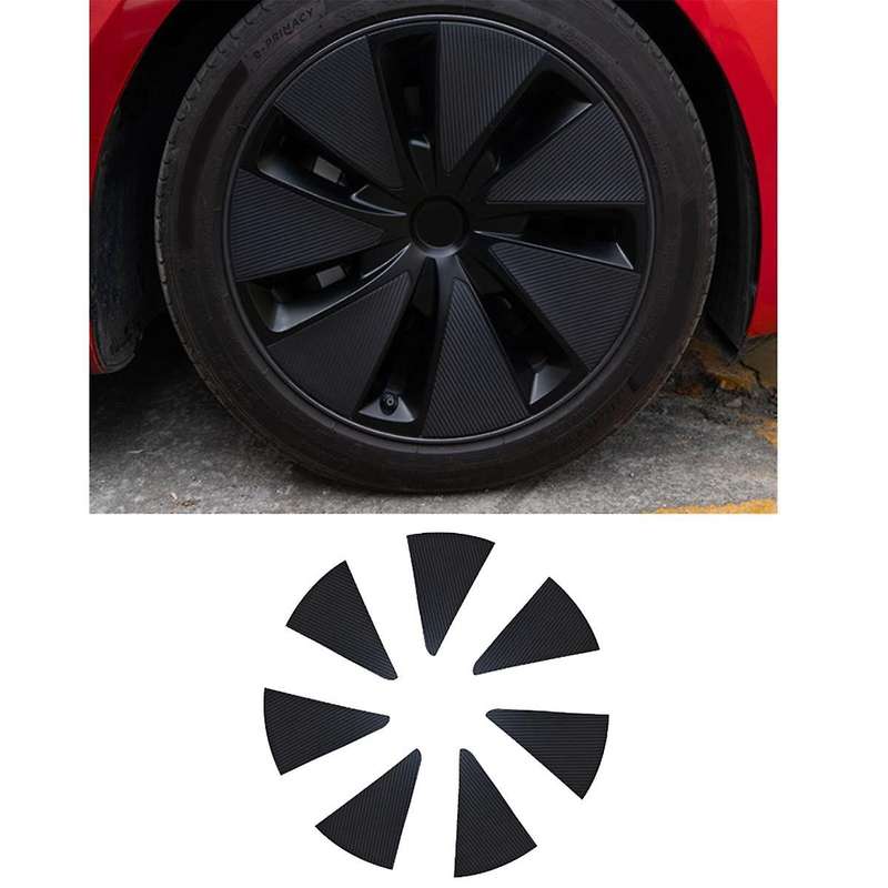 Car Wheel Tire Hub Cover Sticker Trim Pvc Carbon Fiber for Model 3 2024 Exterior Accessories