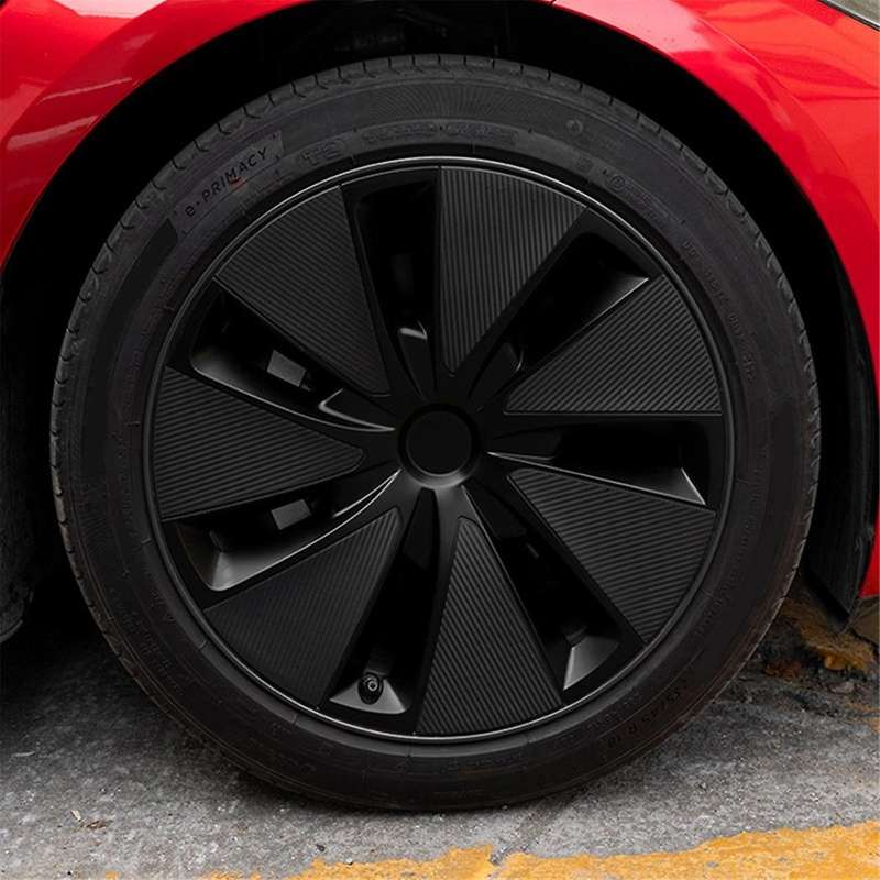 Car Wheel Tire Hub Cover Sticker Trim Pvc Carbon Fiber for Model 3 2024 Exterior Accessories