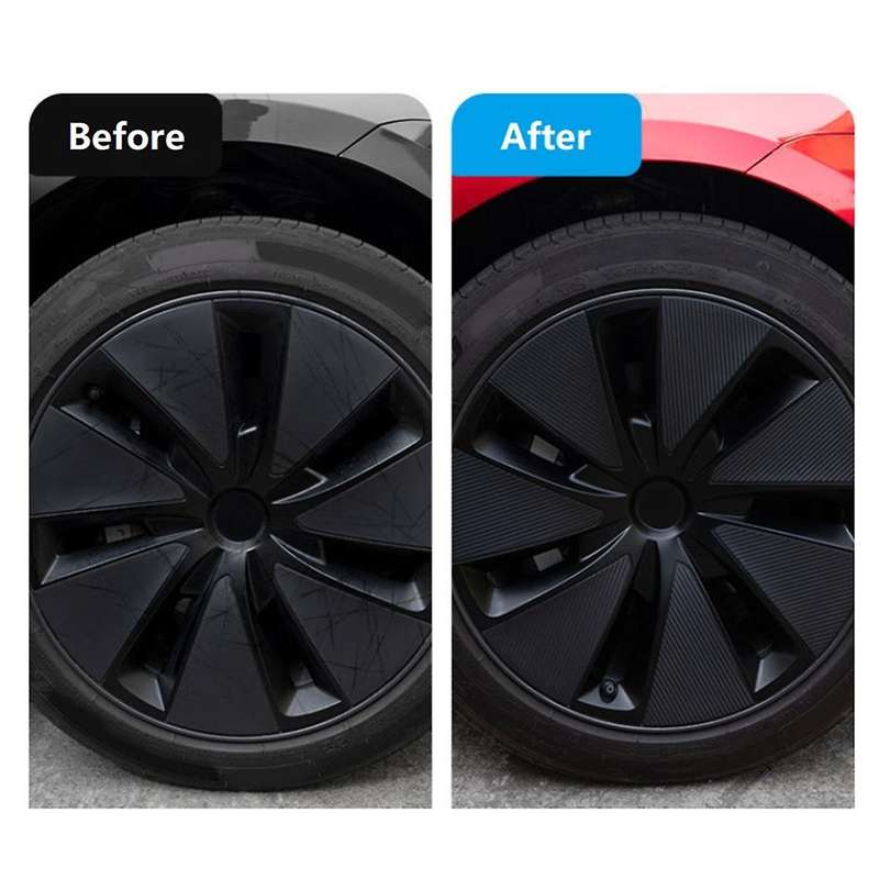 Car Wheel Tire Hub Cover Sticker Trim Pvc Carbon Fiber for Model 3 2024 Exterior Accessories