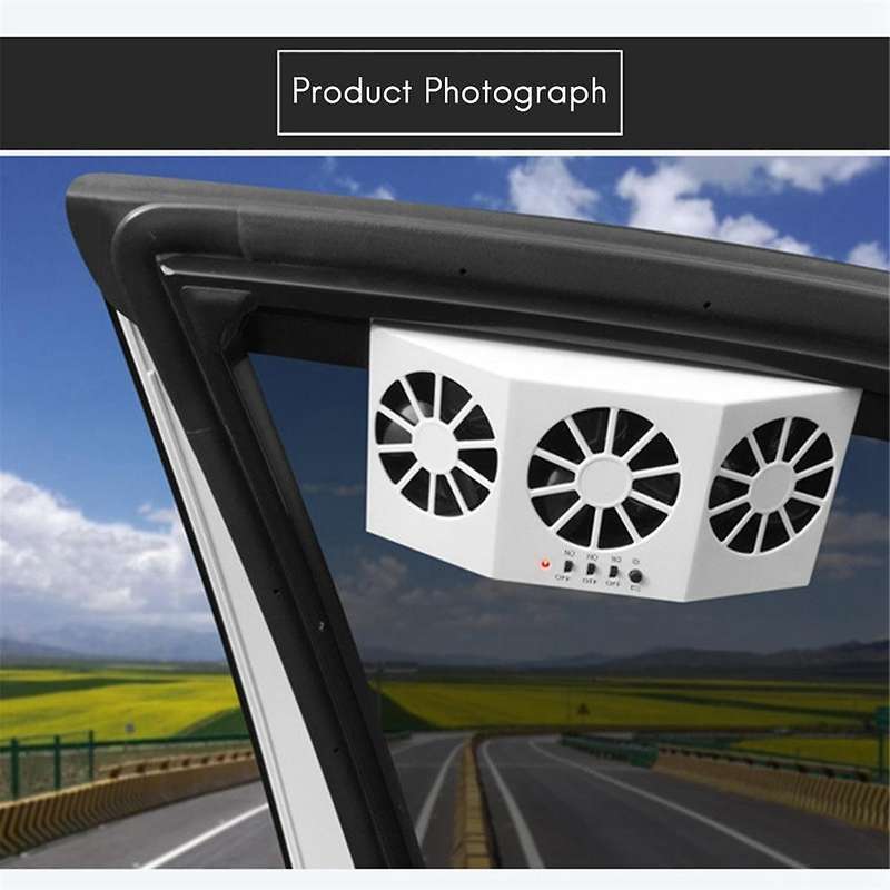 Car White Ventilation Fan Solar Charging Car Fan Heater Fan for Car Window Cooling Artifact Car Exha