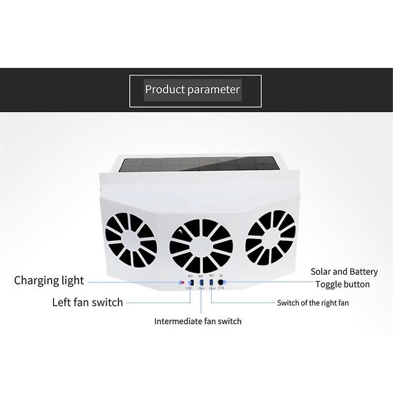 Car White Ventilation Fan Solar Charging Car Fan Heater Fan for Car Window Cooling Artifact Car Exha