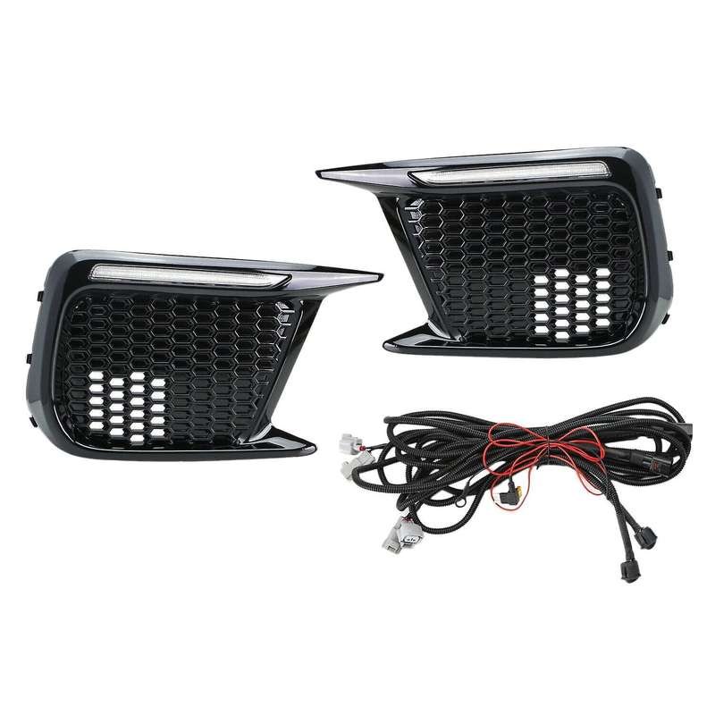 Car White/Amber Sequential LED DRL Fog Bezels for 2018+