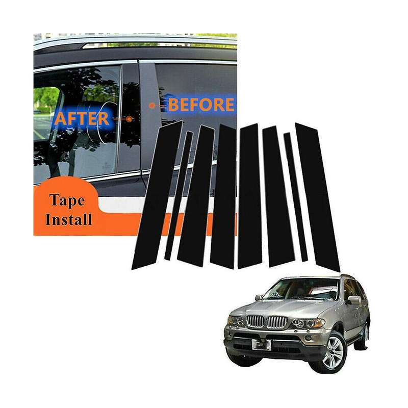 Car Window Door Column B C Pillar Post Cover for X5 E53 2000-2006 Black Pc Sticker ,8Pcs