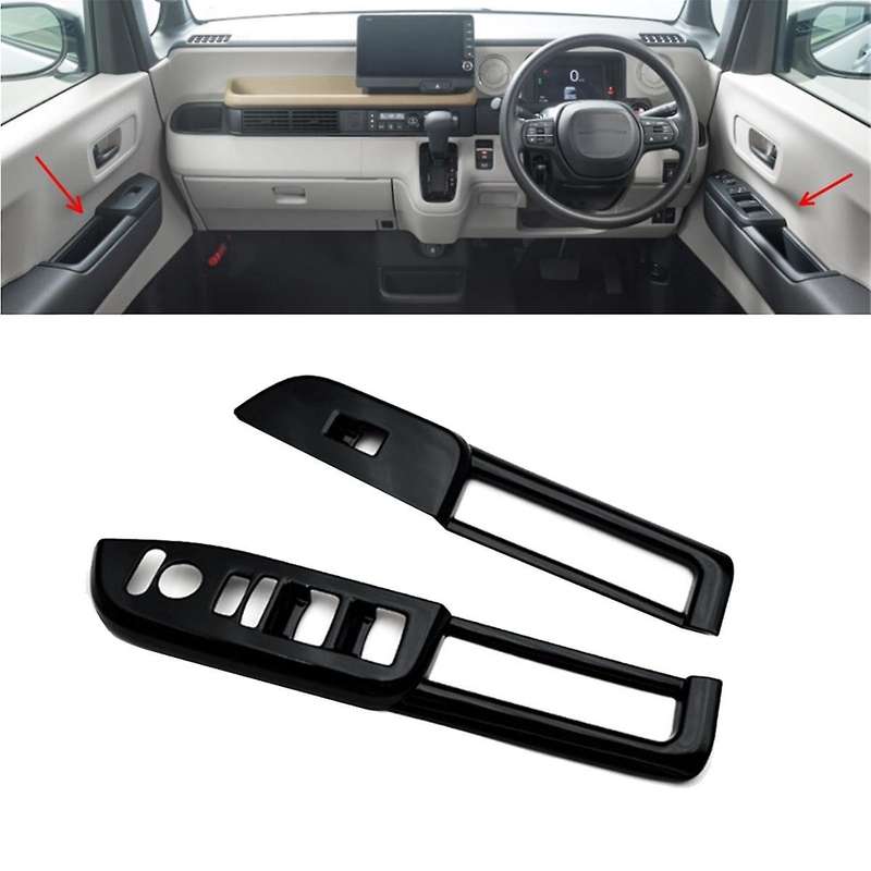Car Window Glass Lift Button Trim Switch Cover Door Armrest Panel for N-BOX JF5 JF6 2023 Gloss Blac