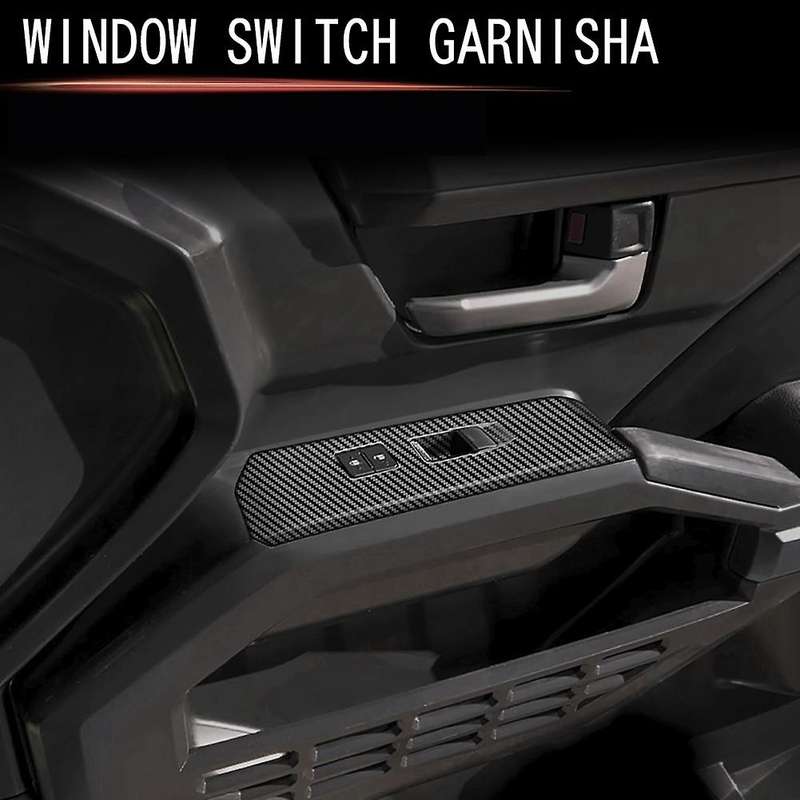 Car Window Glass Lift Cover Trim Window Switch Button Panel Frame for 2024 LHD Carbon Fiber Pattern
