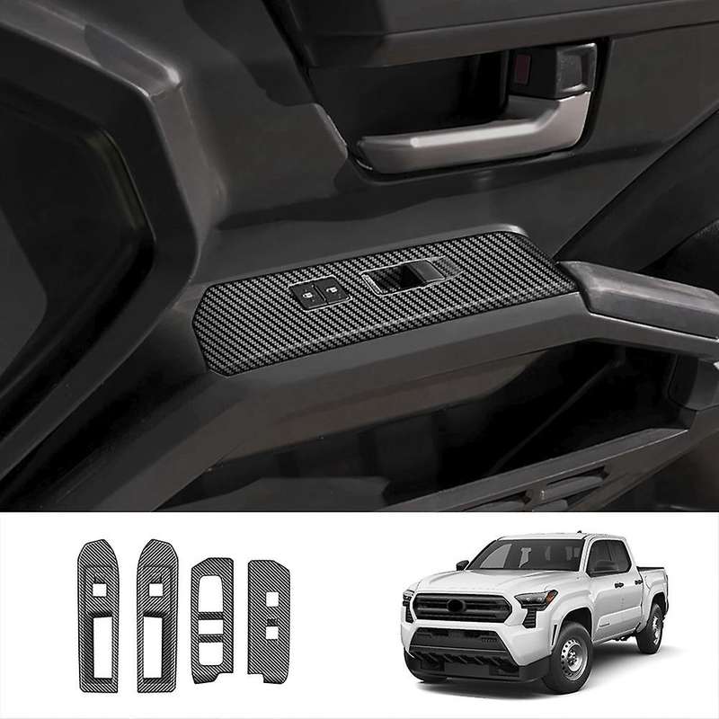 Car Window Glass Lift Cover Trim Window Switch Button Panel Frame for 2024 LHD Carbon Fiber Pattern