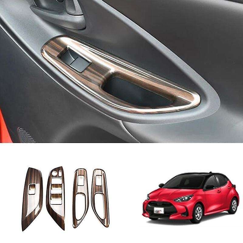 Car Window Glass Switch Panel Window Lift Switch Decorative Cover for YARIS 2020 2021 Carbon Fiber P