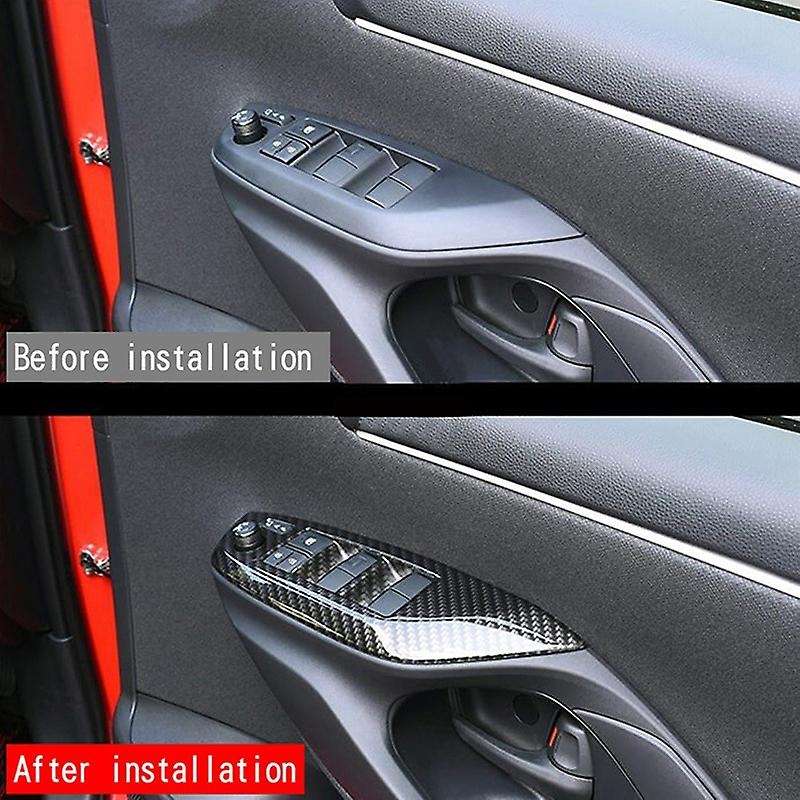 Car Window Glass Switch Panel Window Lift Switch Decorative Cover for YARIS 2020 2021 Carbon Fiber P