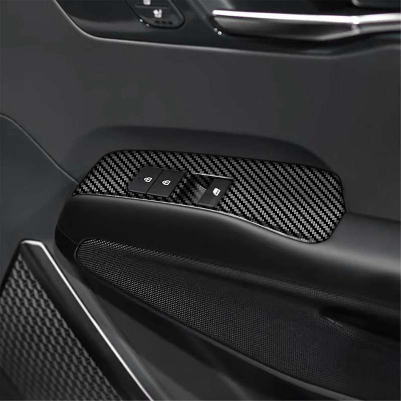 Car Window Glass Lifter Panel Trim Sticker for EV9 2023 2024 Interior Accessories Carbon Fiber LHD