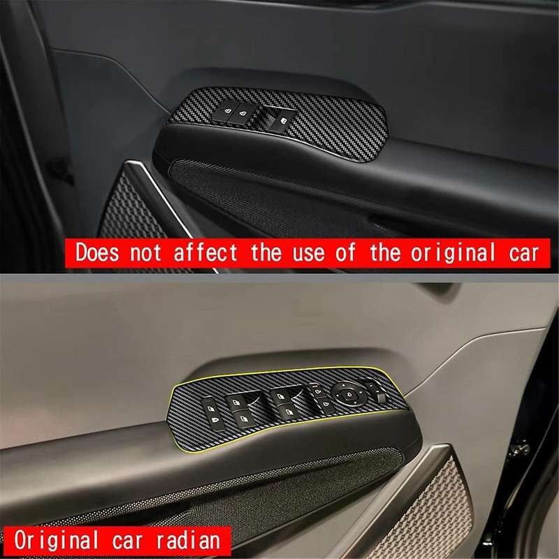 Car Window Glass Lifter Panel Trim Sticker for EV9 2023 2024 Interior Accessories Carbon Fiber LHD