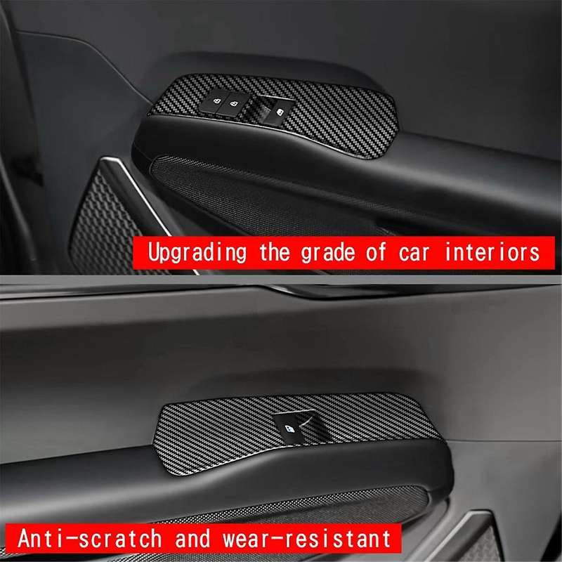 Car Window Glass Lifter Panel Trim Sticker for EV9 2023 2024 Interior Accessories Carbon Fiber LHD