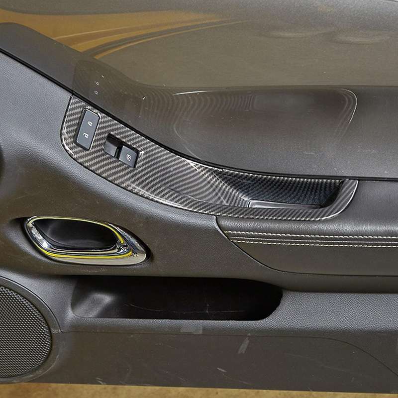 Car Window Lift Button Panel Cover Sticker ABS for 2010-2015 Interior Accessories (Carbon Fiber)