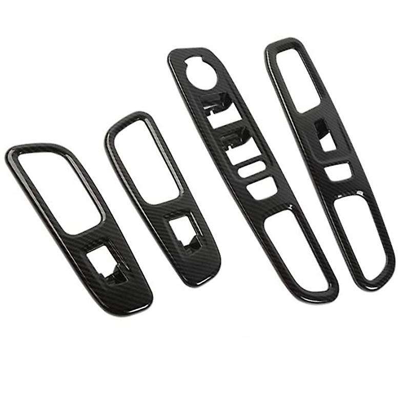 Car Window Lift Switch Frame (4 Pieces) (Carbon Pattern) for and 2015-2018