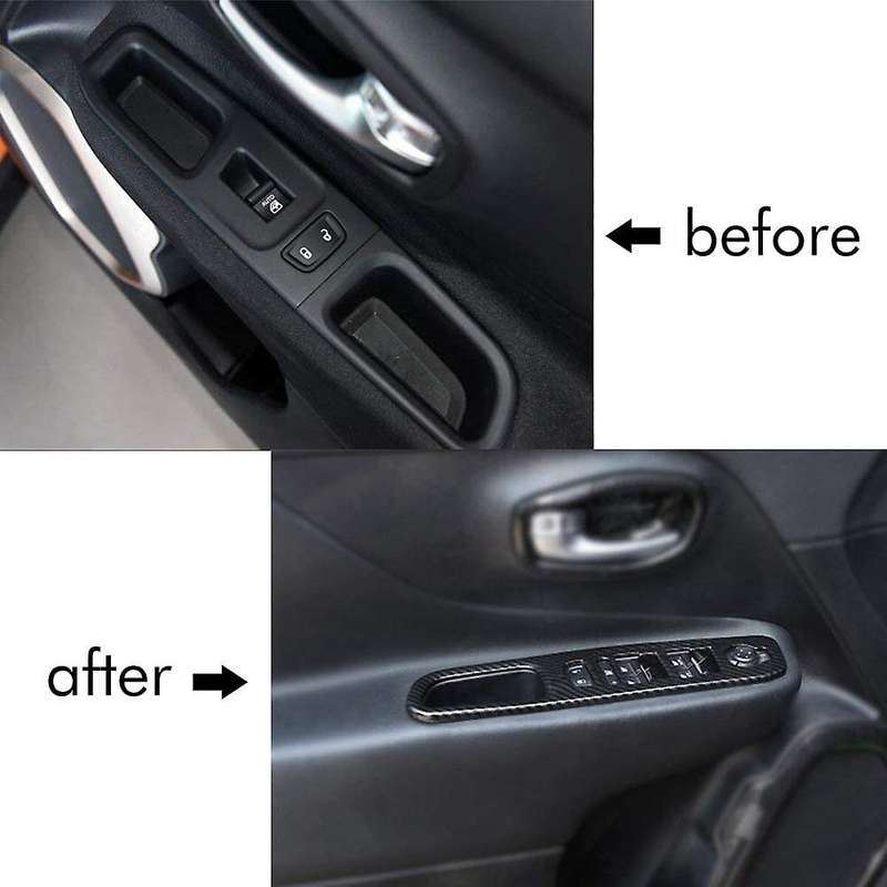 Car Window Lift Switch Frame (4 Pieces) (Carbon Pattern) for and 2015-2018