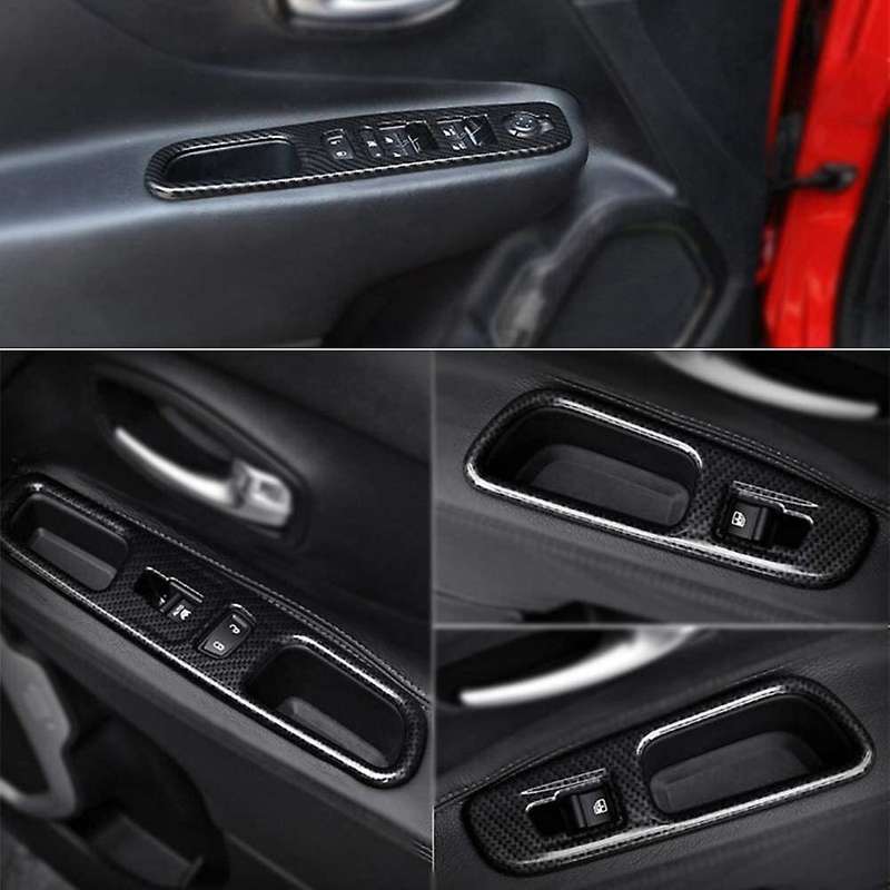 Car Window Lift Switch Frame (4 Pieces) (Carbon Pattern) for and 2015-2018