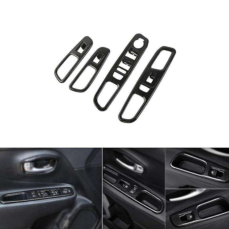 Car Window Lift Switch Frame (4 Pieces) (Carbon Pattern) for and 2015-2018