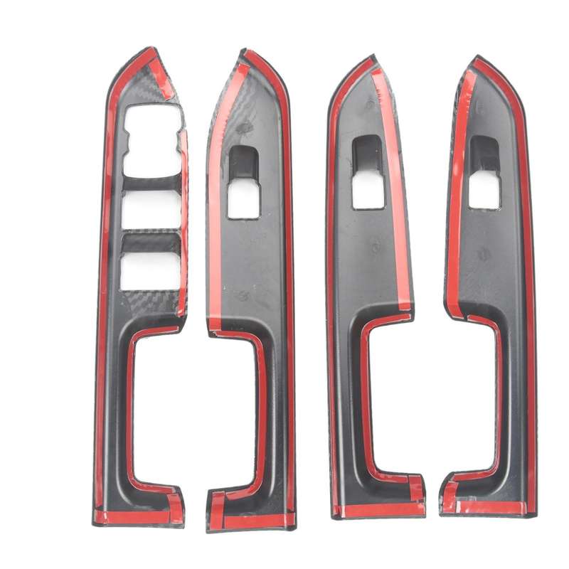 Car Window Lift Switch Cover for 2021 Window Button Panel Frame Cover Trim Sticker Matte Carbon Fibe