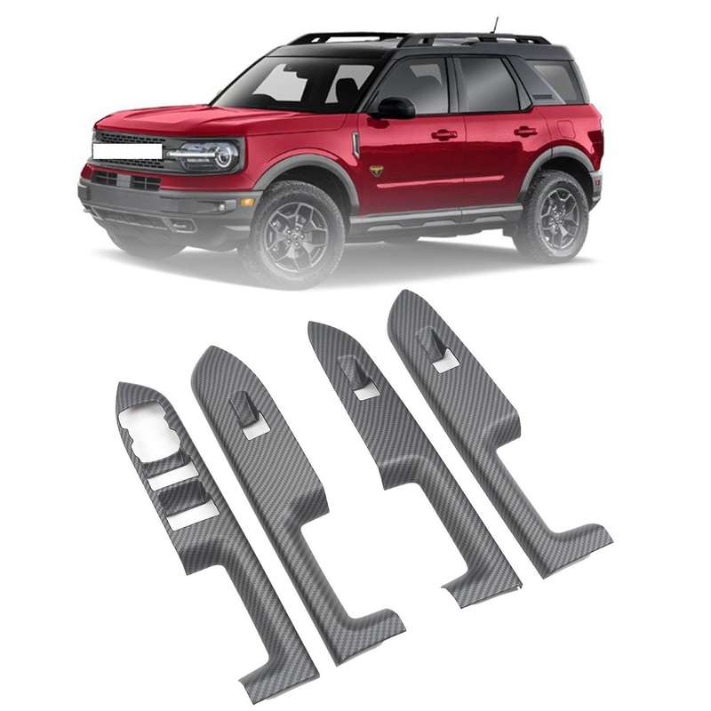 Car Window Lift Switch Cover for 2021 Window Button Panel Frame Cover Trim Sticker Matte Carbon Fibe