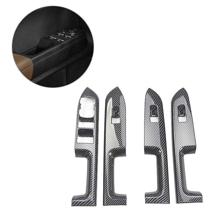 Car Window Lift Switch Cover for 2021 Window Button Panel Frame Cover Trim Sticker Matte Carbon Fibe