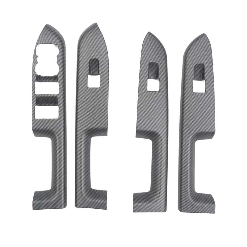 Car Window Lift Switch Cover for 2021 Window Button Panel Frame Cover Trim Sticker Matte Carbon Fibe