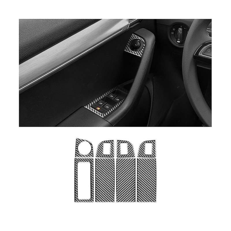 Car Window Lifting Switch Panel Trim Sticker Decorative Carbon Fiber for A7 2015-2020 Accessories