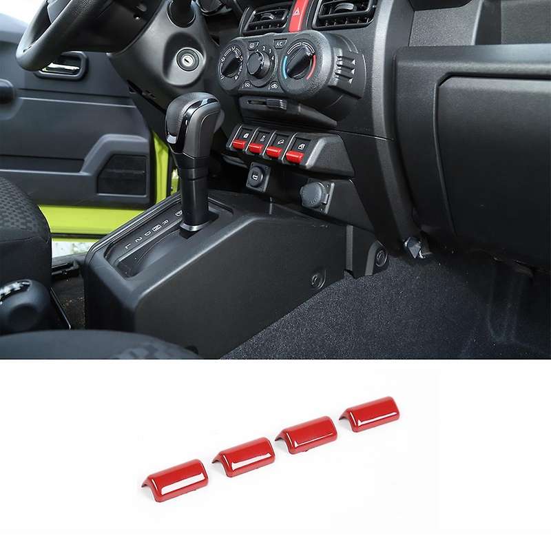 Car Window Lifting Switch Button Trim Cover ABS for Jimny 2019 2020 2021 Accessories (Red)