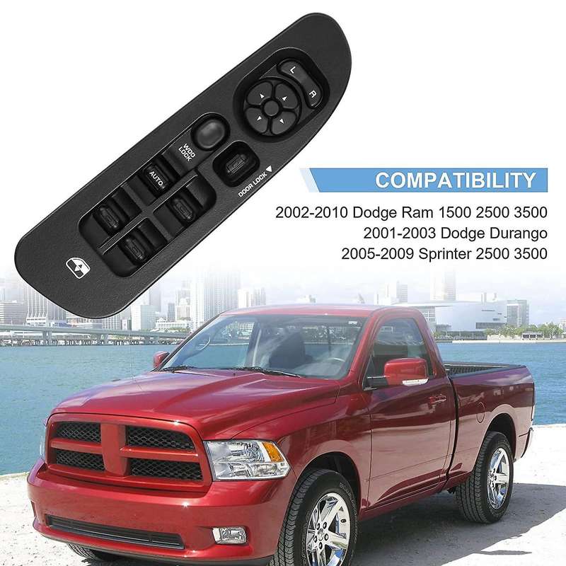 Car Window Switch and Bezel, Driver Side Window Switch Replacement for 2002-2010 Ram 1500/2500/3500