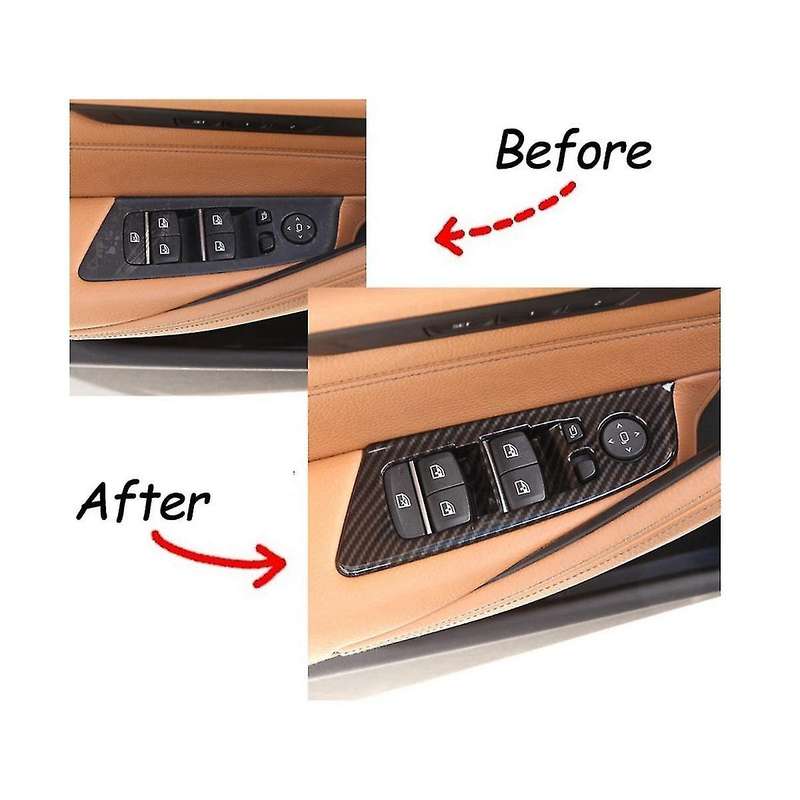 Car Window Switch Lift Button Frame Cover Trim for 5 Series G30 2018-2021 Accessories Abs Carbon Fi