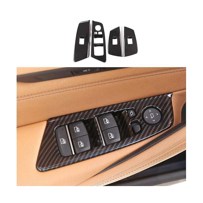 Car Window Switch Lift Button Frame Cover Trim for 5 Series G30 2018-2021 Accessories Abs Carbon Fi