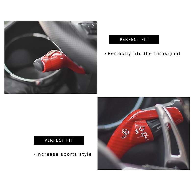 Car Windshield Wiper Lever Cover Decor Sticker Trim for 2015-2022 Turn Signal Lever Switch,Red Carbo