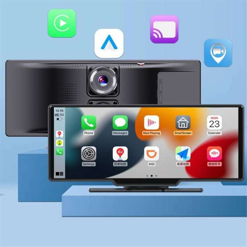 Car Wireless CarPlay Screen, Portable 10.26-Inch IPS Android Auto Wireless Car Screen, Driving Recor