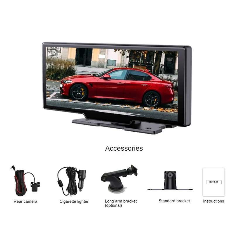Car Wireless CarPlay Screen, Portable 10.26-Inch IPS Android Auto Wireless Car Screen, Driving Recor