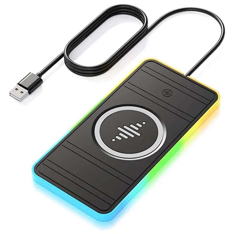 Car Wireless Charger with Breathing Light RGB Car Anti-Slip Pad Wireless Charging Suitable for