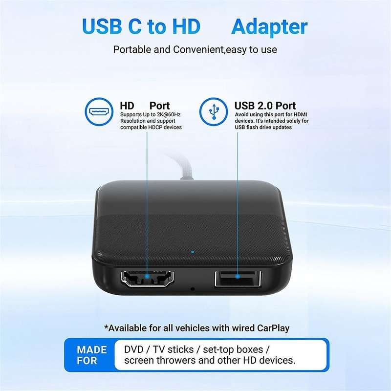 Car Wireless Converter CA361 Car Carplay for TV Box Converter Support -Compatible Converter