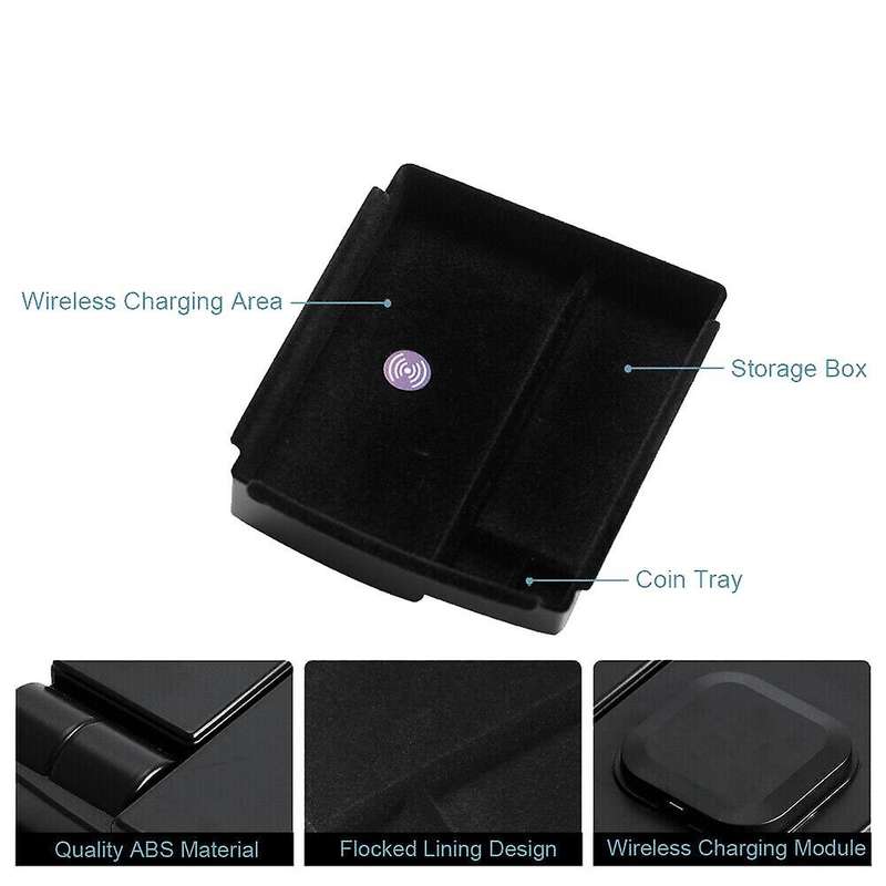 Car Wireless Charging Armrest Center Console Organizer Storage Box Charging for Model S X 2016-2019