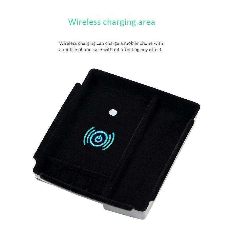 Car Wireless Charging Armrest Center Console Organizer Storage Box Charging for Model S X 2016-2019