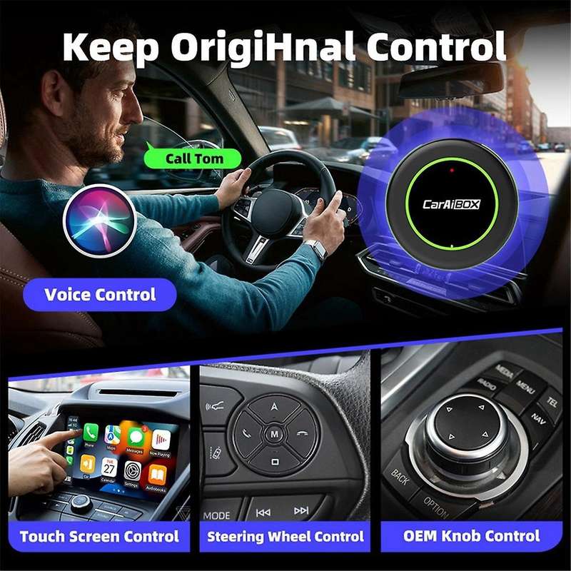 CarAiBOX CarPlay Adapter Wired to Wireless Carplay Screen Projection Box Car Smart AI BOX Plug and P
