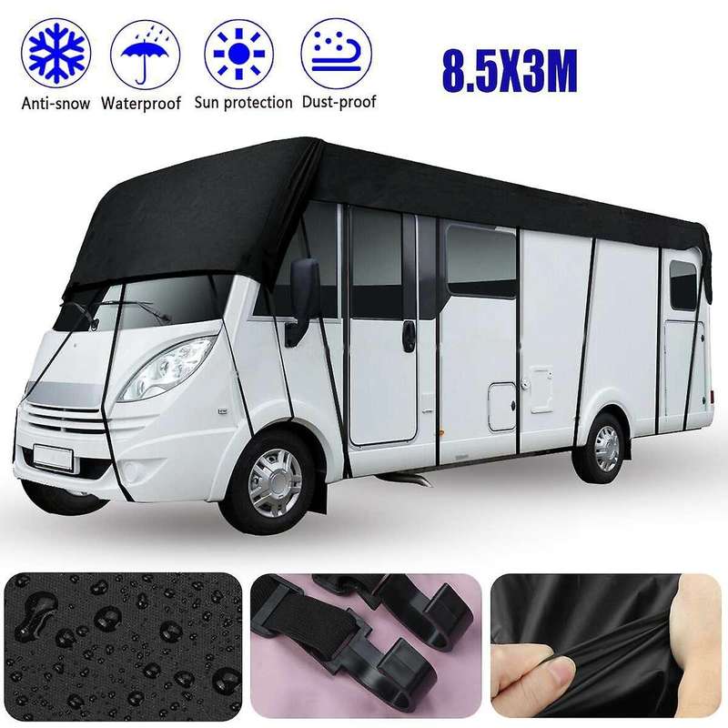 Caravan Rv Roof Protective Cover Protection 210d Waterproof with 26pcs Windbreak Belts for Rv Carava