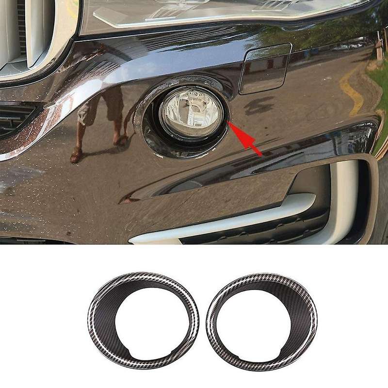 Carbon Fiber 2Pcs Plated Front Fog Light Lamp Cover Trim for X5 F15 2014-2018