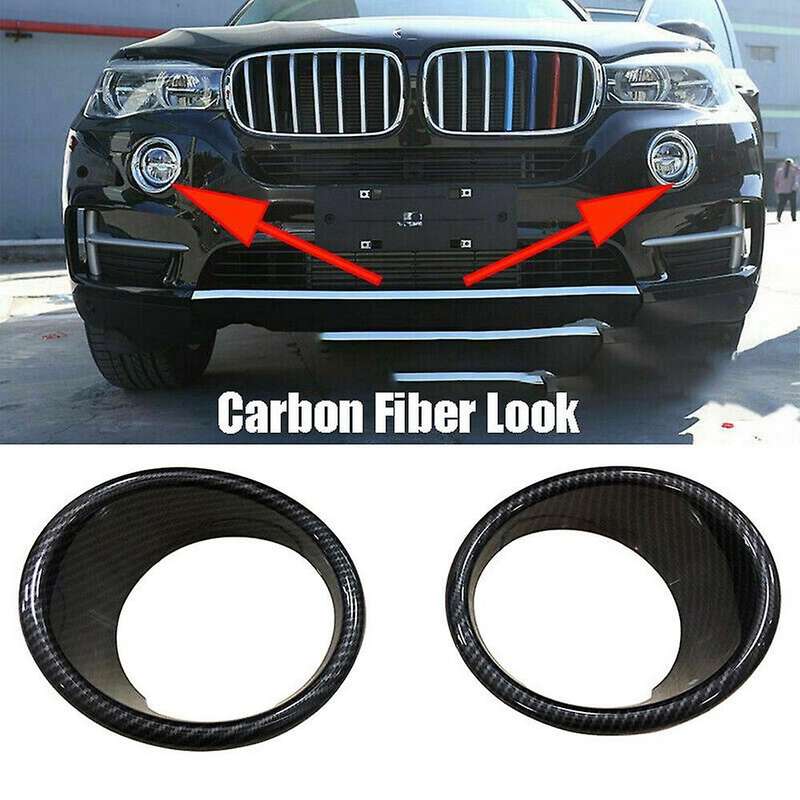 Carbon Fiber 2Pcs Plated Front Fog Light Lamp Cover Trim for X5 F15 2014-2018