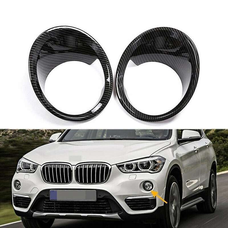 Carbon Fiber 2Pcs Plated Front Fog Light Lamp Cover Trim for X5 F15 2014-2018