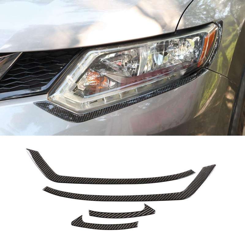 Carbon Fiber ABS Headlights Eyebrow Eyelid Trim Cover for 2014-2018 Sticker Refitting