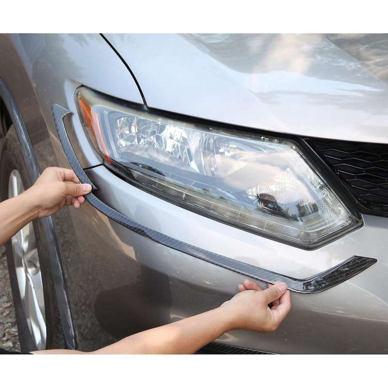 Carbon Fiber ABS Headlights Eyebrow Eyelid Trim Cover for 2014-2018 Sticker Refitting