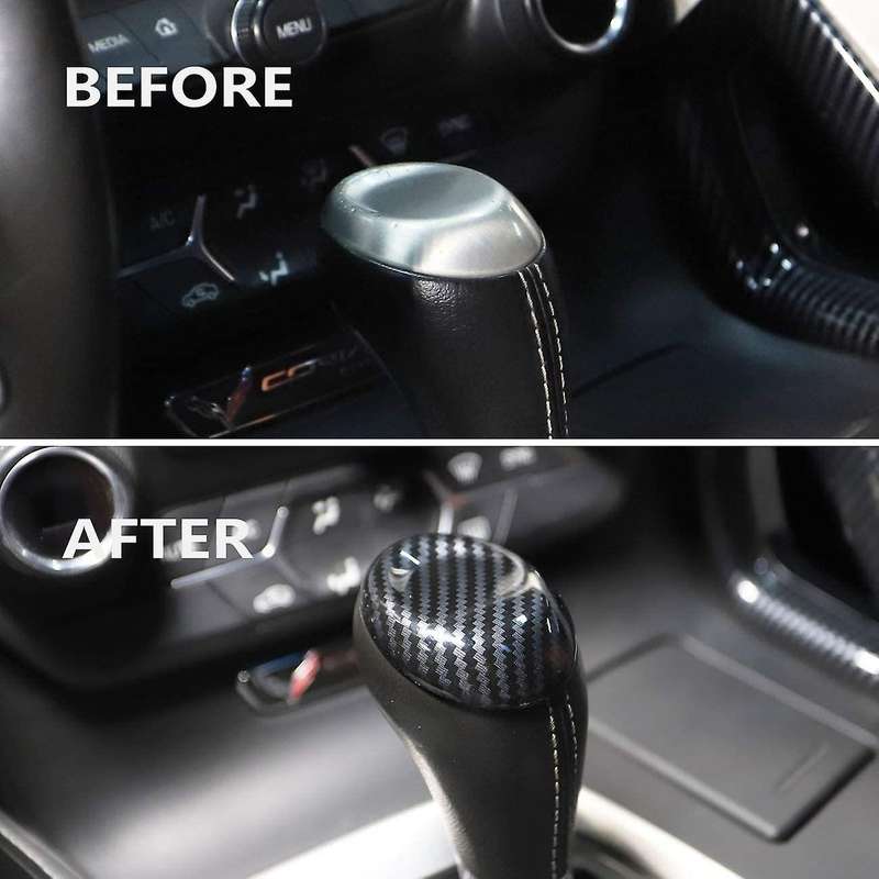 Carbon Fiber ABS Gear Shift Knob Head Cover Trim Decor Sticker for C7 2014-2020 Interior Accessories