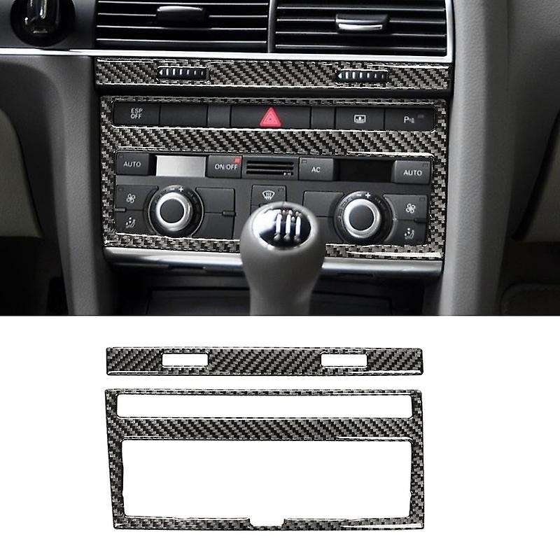 Carbon Fiber Air Conditioning CD Panel Cover Trim for - A6 2005 2006 2007 2008 2009 2010 2011 Car Ac