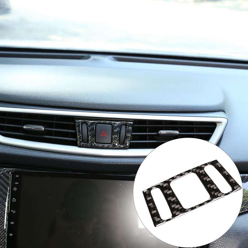 Carbon Fiber ABS Warning Light Switch Cover Trim Button Decorative Cover Stickers for 2014-2018