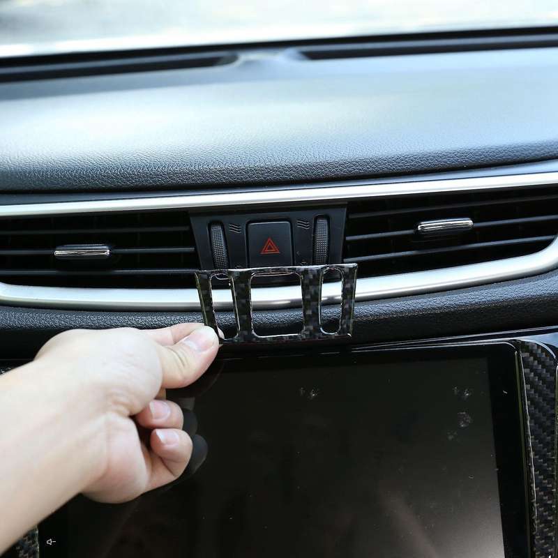 Carbon Fiber ABS Warning Light Switch Cover Trim Button Decorative Cover Stickers for 2014-2018